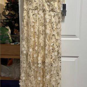 Xscape Champagne Gold Sequins Dress